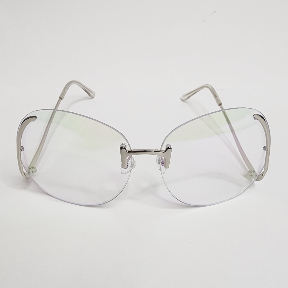 Rimless Retro-Style Sunglasses | Gradient Lenses | Silver frame
